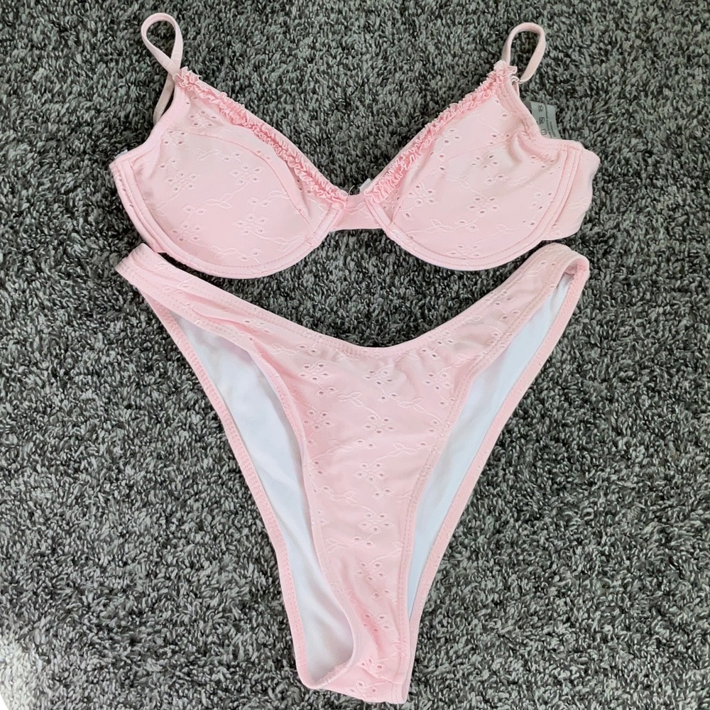 Pink Eyelet Bikini Set